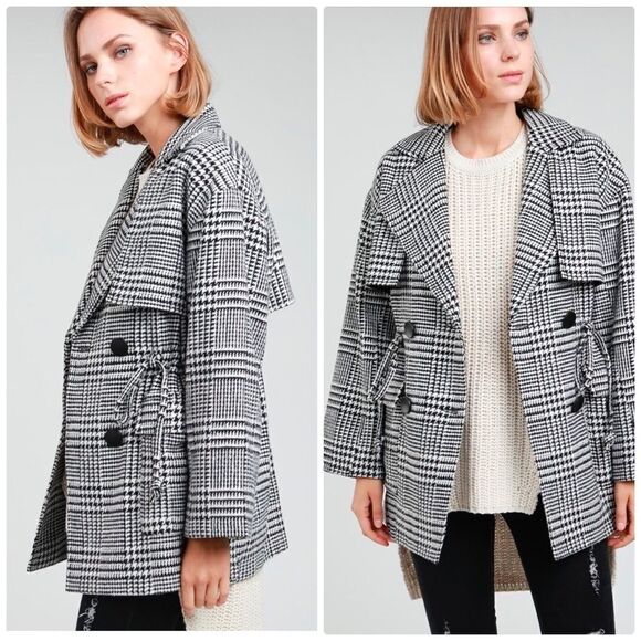 Copy - Pol glen-check patterned double breasted coat - Picture 2 of 16